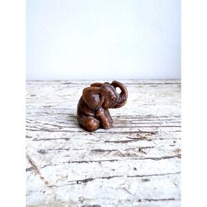 Vintage Resin Elephant Figurine Small 2" Mini Animal Collectible